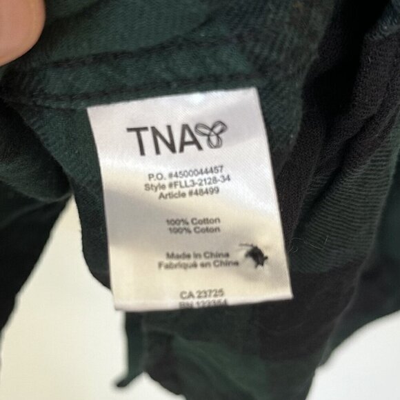TNA Aritzia Green Black Plaid Flannel Button Down - Size: Small - Picture 4 of 6